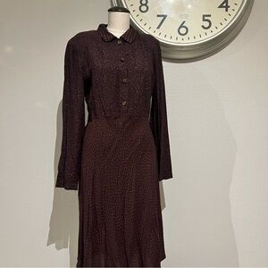 Vintage Carole Little Dark Brown Long Sleeve Dress